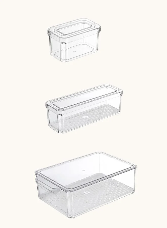 Casa Quesera  14 Pack Stackable Fridge Organizer Bins with Lids Clear Refrigerator and Pantry Storage Containers BPA Free for Fruits Vegetables Drinks and Snacks  | Best Price UAE